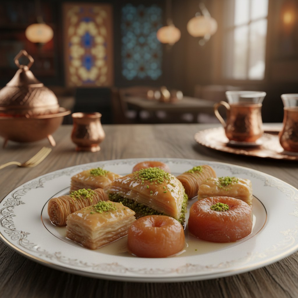 Karışık baklava porsiyonu iki dilim